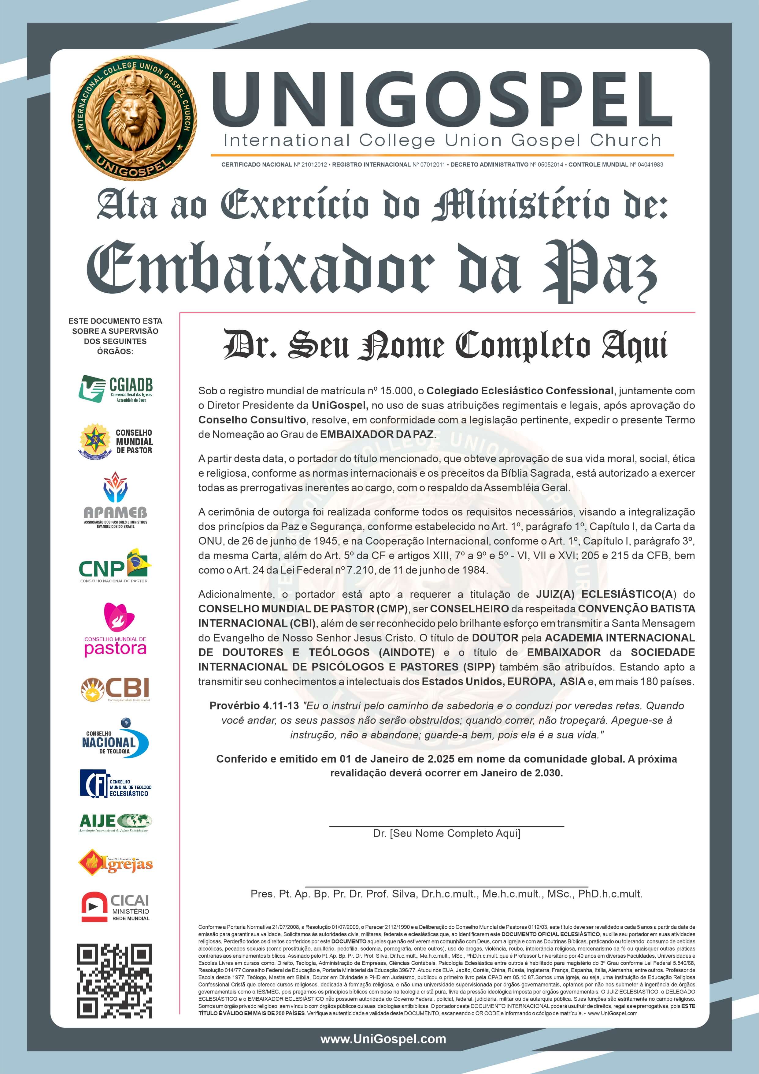 Ata de Embaixador da Paz