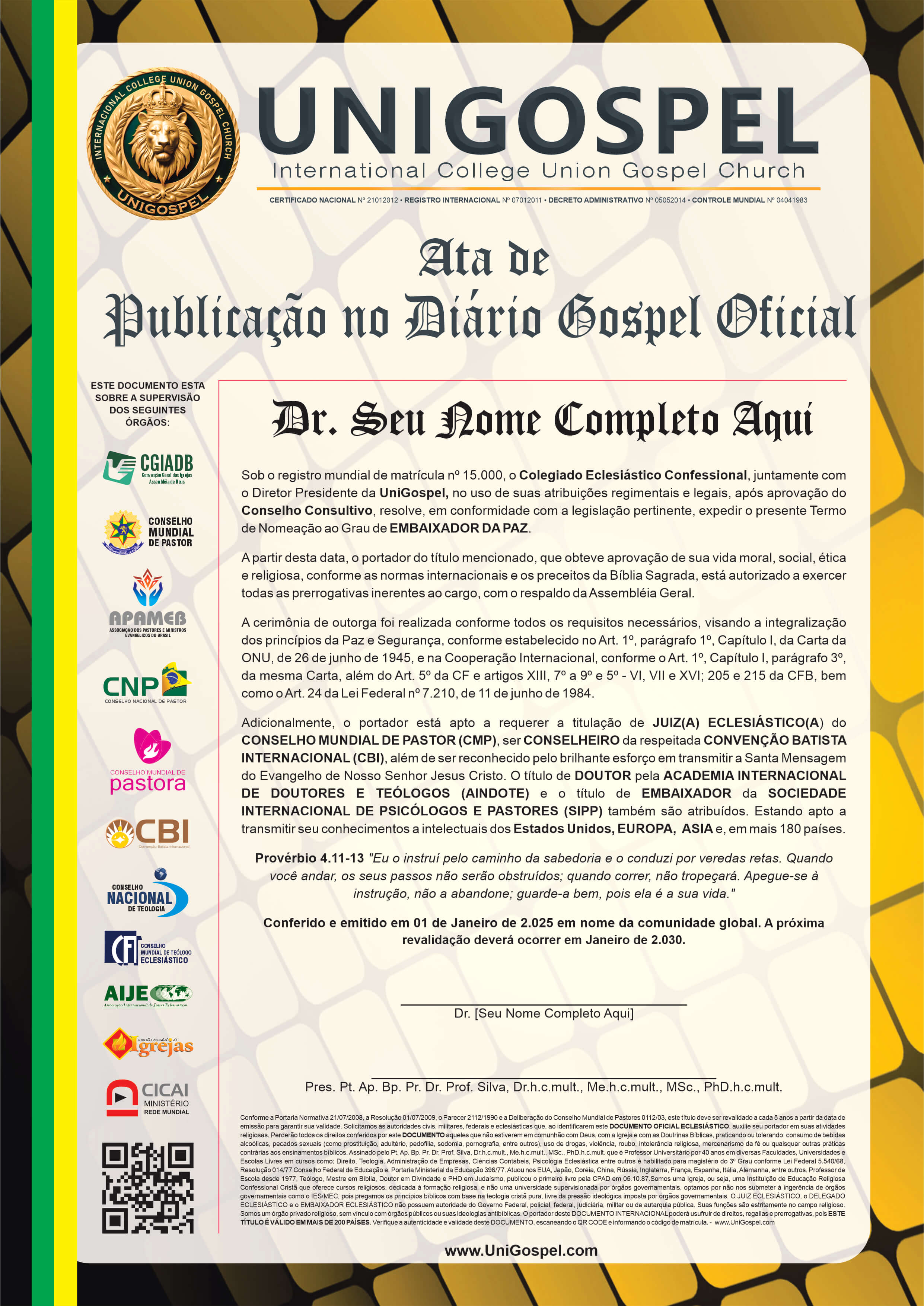 Ata de Publicação no Gospel Oficial