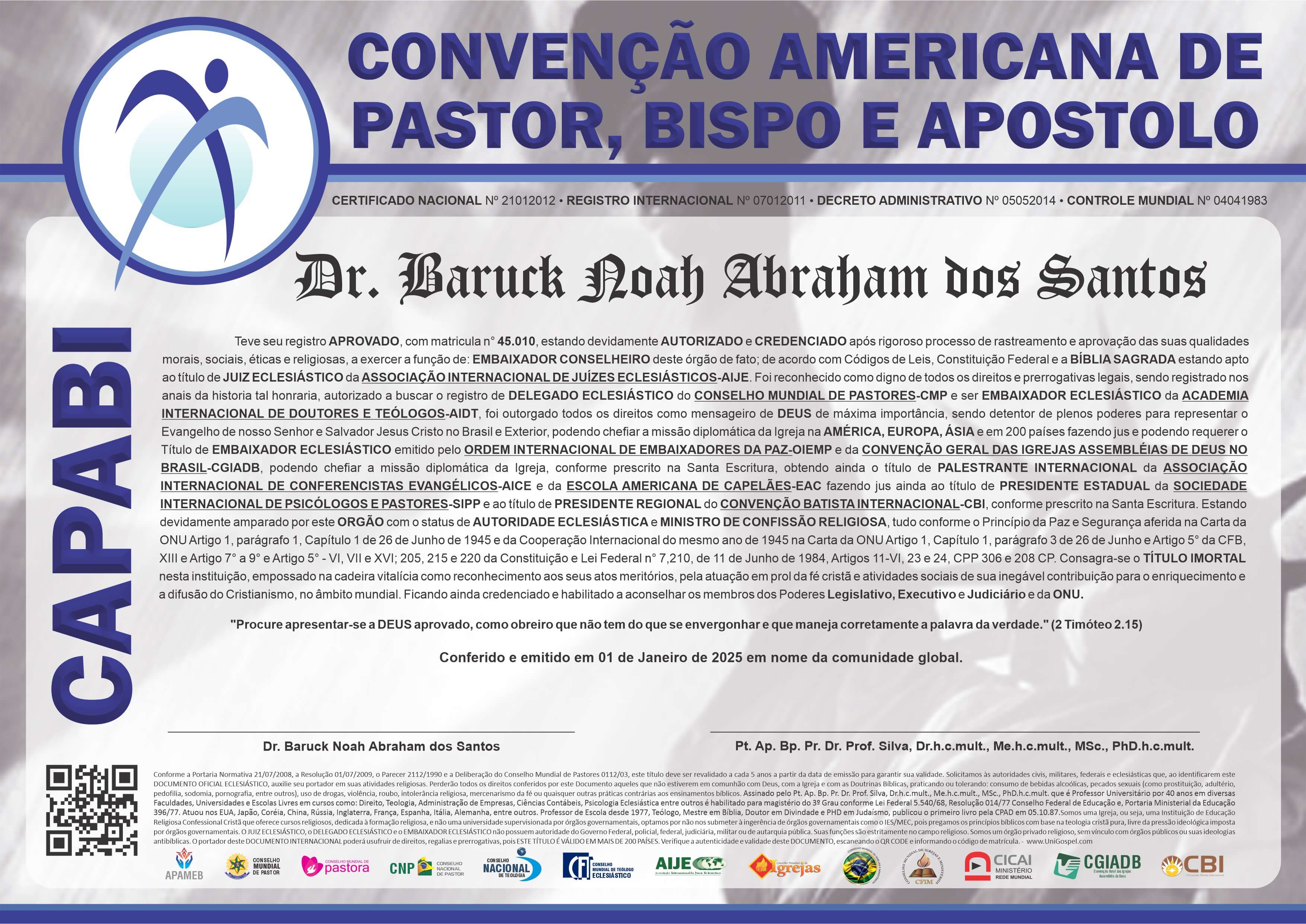 Convenção Americana de Pastor, Bispo e Apóstolo
