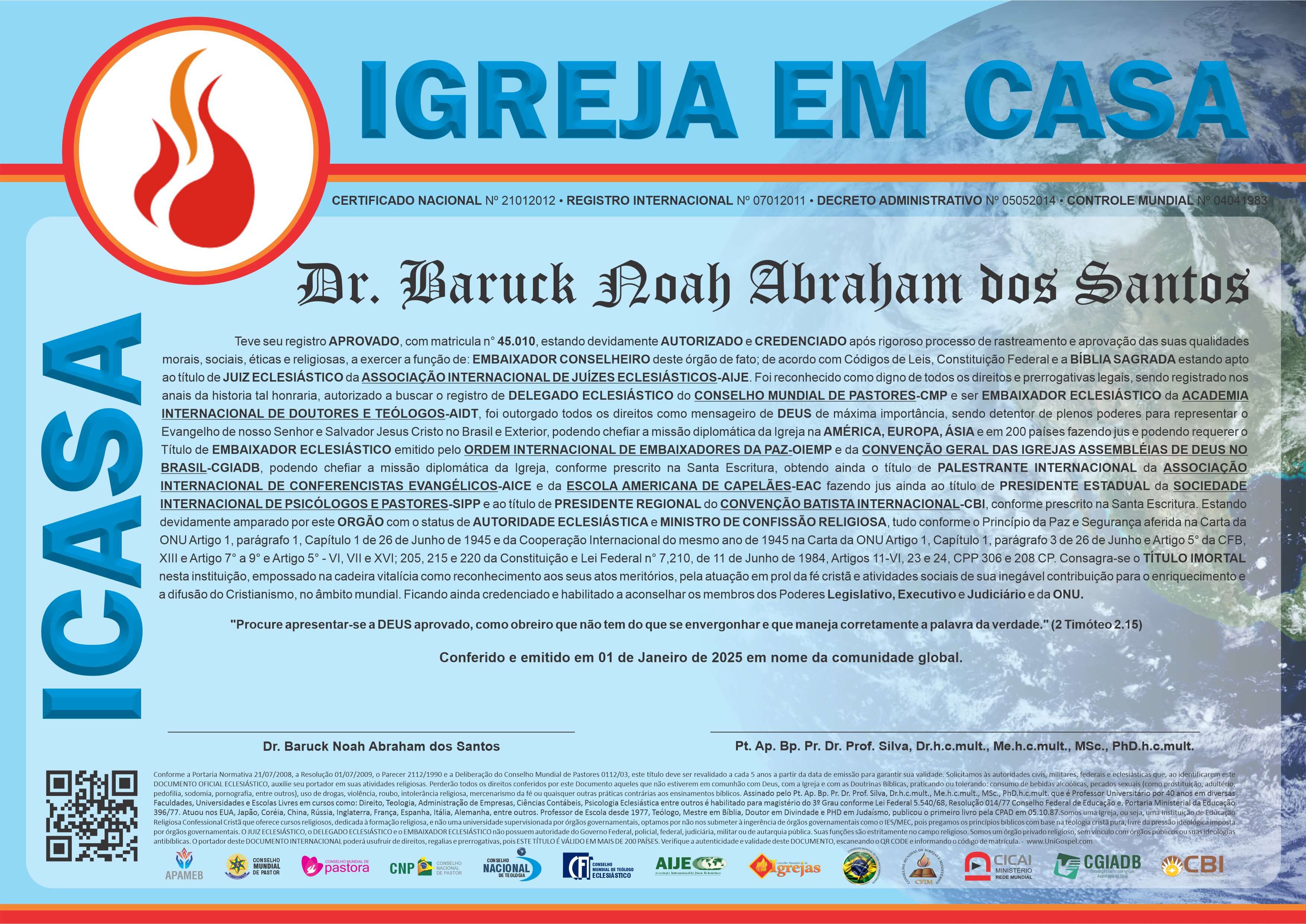 Diploma de Membro Igreja em Casa